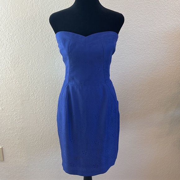 Revolve Rebecca Taylor Silk Blend Strapless Floral Pocketed Dress 0106 - Picture 2 of 10